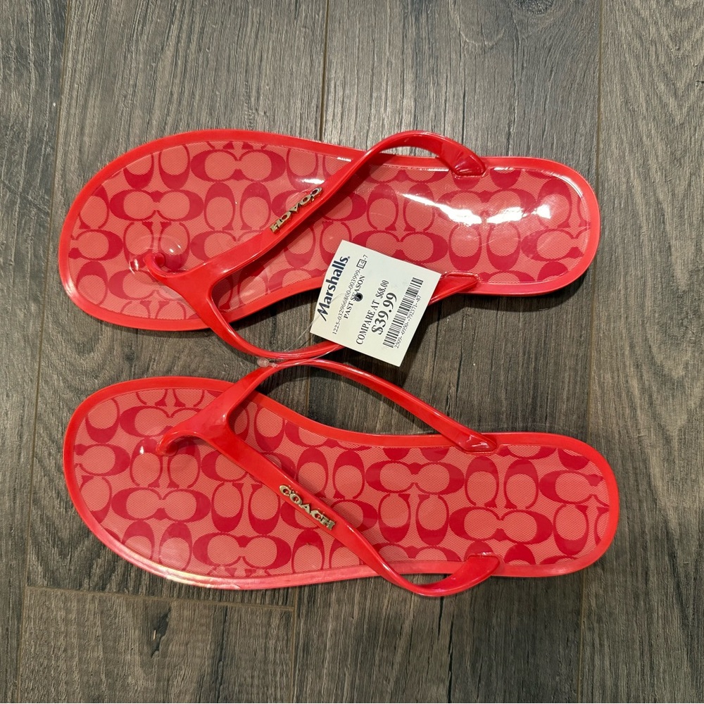 Coach Red Patterned Women's Sandals
